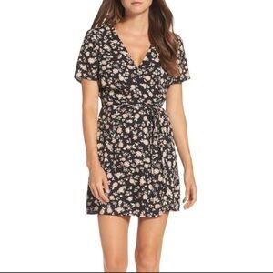 Bardot Floral Print Wrap Short Sleeve Dress